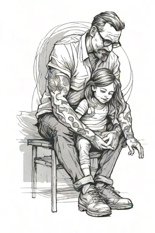 Father And Daughter Sitting