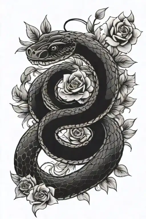 Snake And Flowers