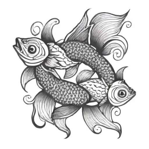 Pisces Fish Leo Symbol Intertwined