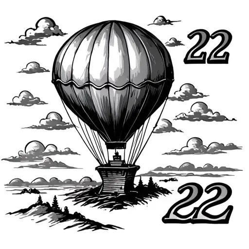 Stamp With Hot Air Balloon And Number 22