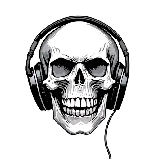 Skull Wearing Headphones