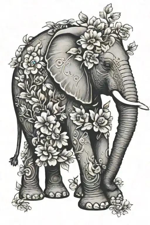 Elephant With Flowers