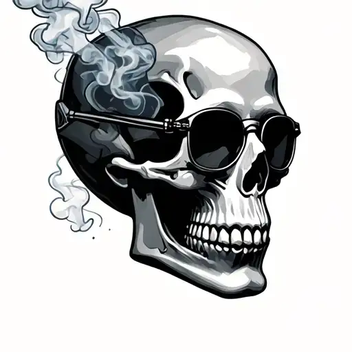 Skull Wear Sunglasses And Smoke