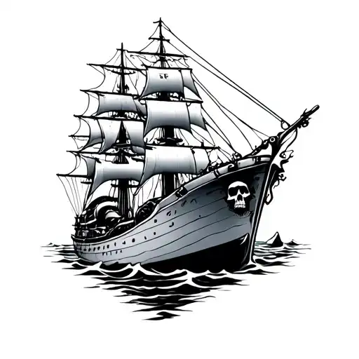War Ship And Skull