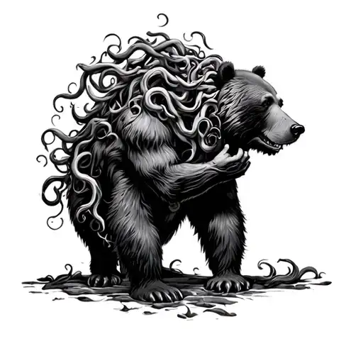 Full Body Medusa Touching A Bear