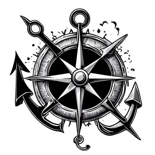 Minimalist Anchor And Compass