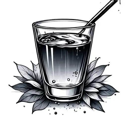 Thin Line Glass Of Liquid