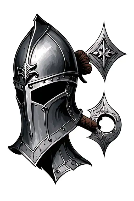 Crusader Helmet With Weapons Transformed