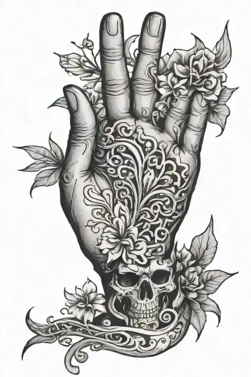 Hand Tattoo Design Featuring