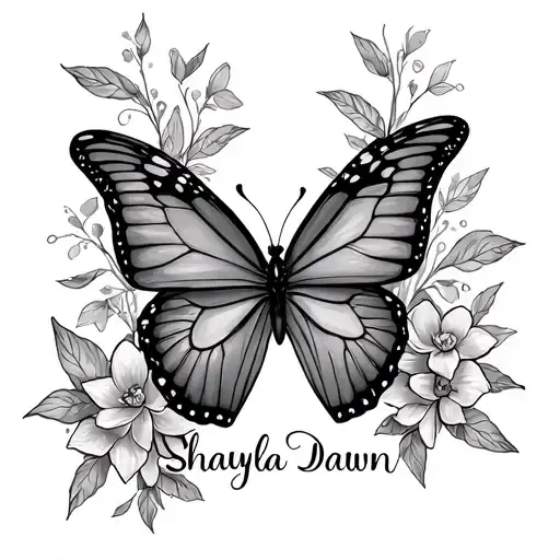 Shayla Dawn Name With Butterfly