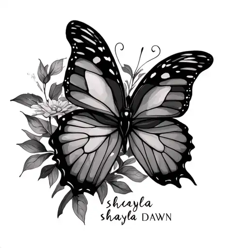Shayla Dawn Name With Butterfly