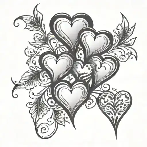 5 Hearts In A Vertical Line