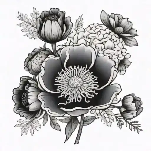 Carnation Poppy Chrysanthemum Flower Bouquet