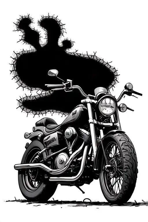 Music Motorcycle And Food Items Morphing Into Barbed Wire