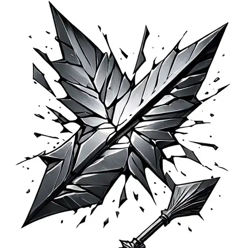 Broken Arrow Shattered Like Glass Shards With Fraying Glass Around It