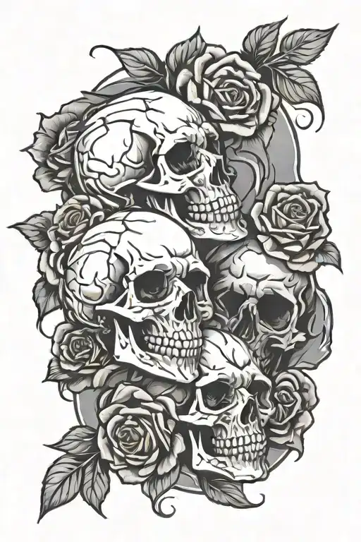 Skulls And Roses Intertwined