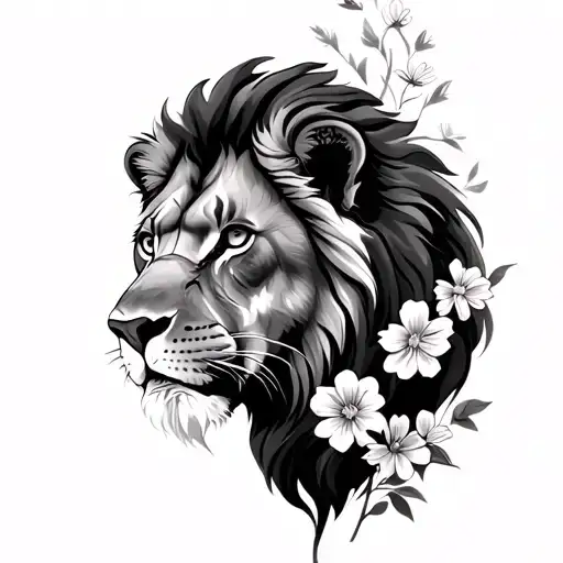 Liones With Flowers Growing
