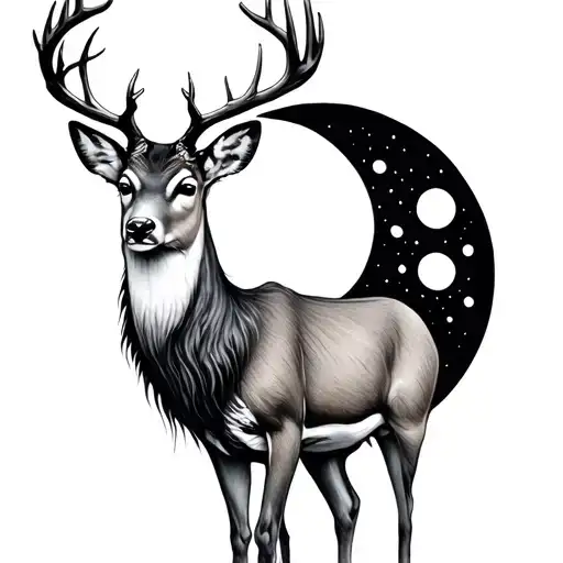 Deer And Half Moon Phases