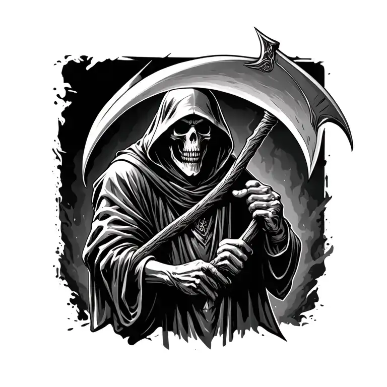 Grim Reaper Holding A Scythe