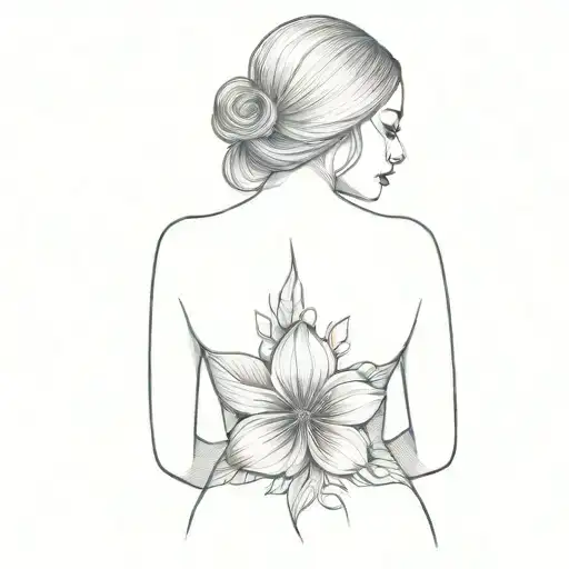 A Woman's Back With A Flower