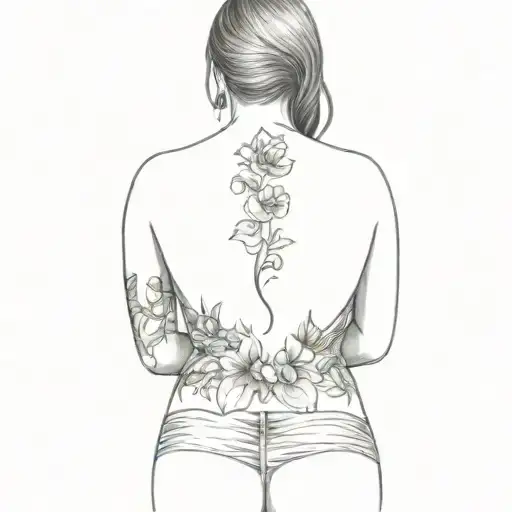 A Woman's Back With A Flower