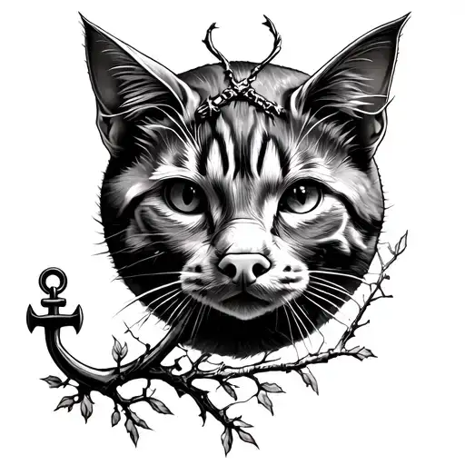 Cat's Face And Pig's Face Anchor And Oak Tree