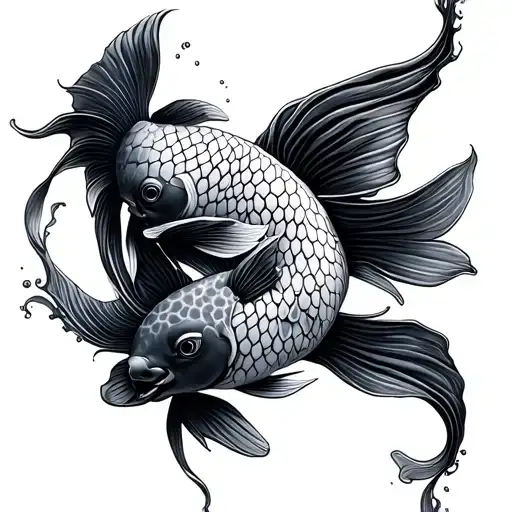 Consellation Of Pisces With Two Koi Fish