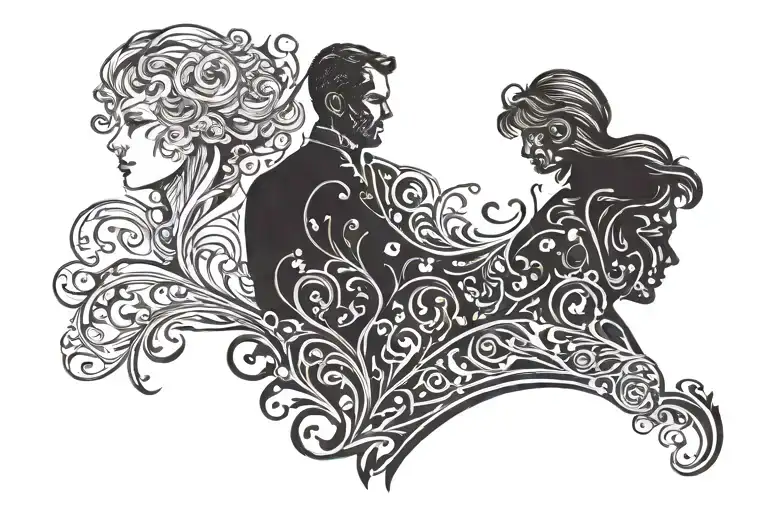 Silhouette Of A Lonely Man And A Woman In The Form Of A Shadow Behind Him