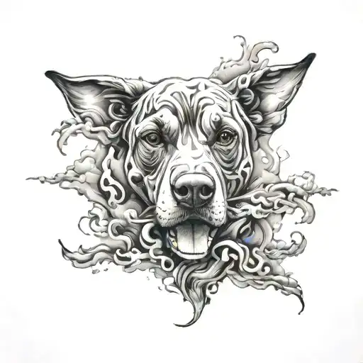 A Surreal Scene Of A Dog Made Entirely Of Smoke