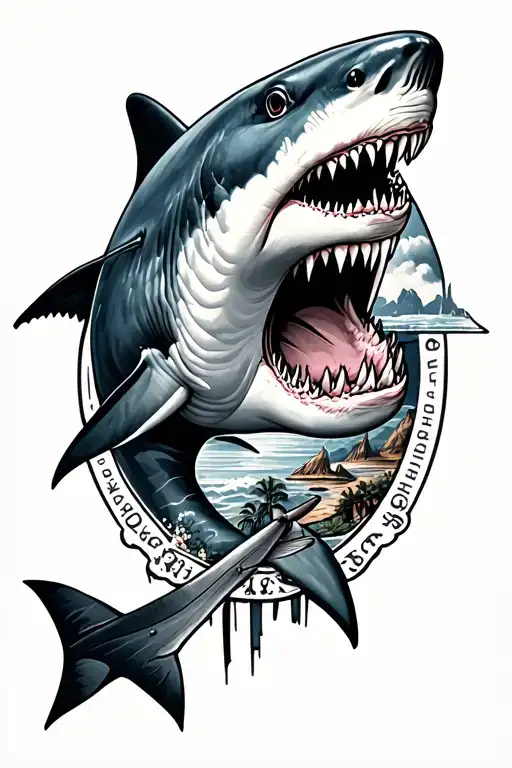 Create A Forearm Patchwork Sleeve Including A Shark And Country Theme