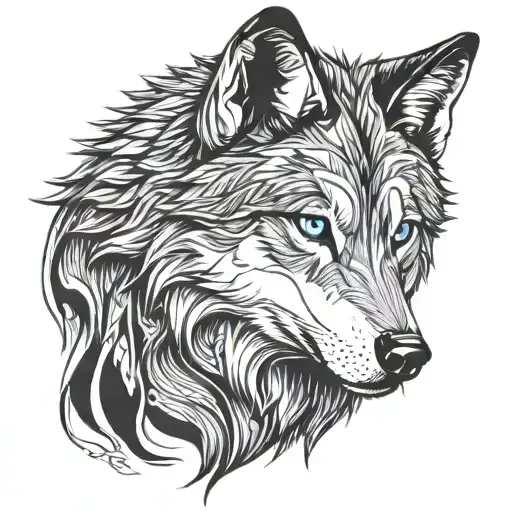 Wolf With Blue Eyes