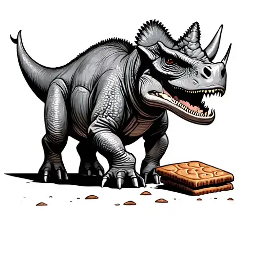 Cartoon Triceratops Eating A Bourbon Biscuit