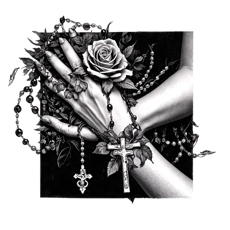 Rosary Wrapped Around Wrist
