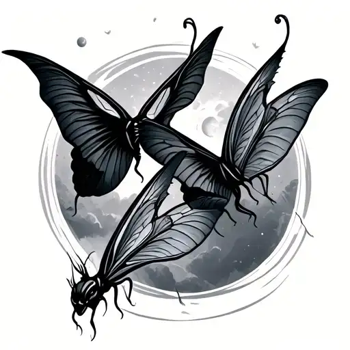 3 Luna Moths Flying