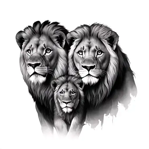 Realistic Lion Family
