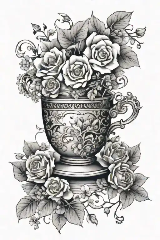 Fine Line Books And Flowers Possibly A Tea Cup