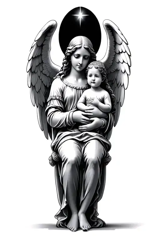 Guardian Angel Holding Child Sitting