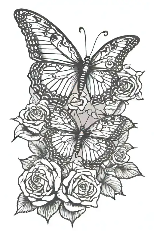 Buttlerfly And Roses