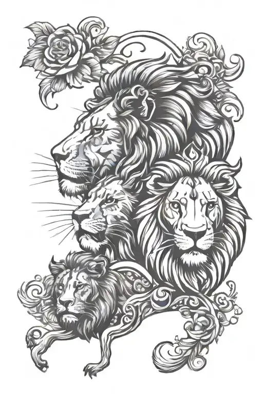 Lions And Positive Words Written Inside Surrounded