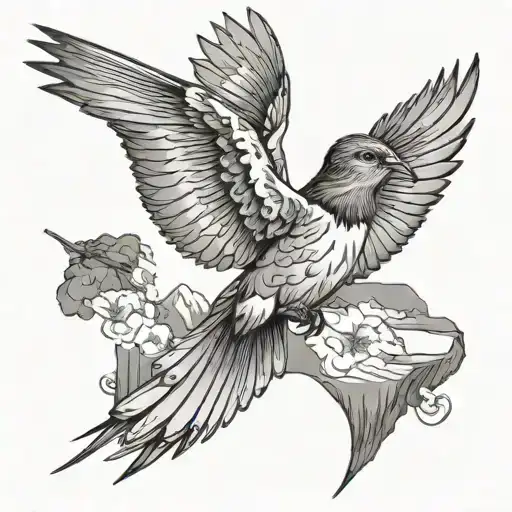 Mountain With Humming Bird And Condor Flying