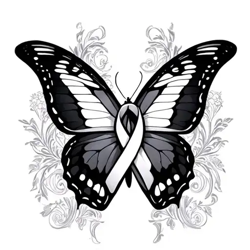 Cancer Ribbon Butterfly