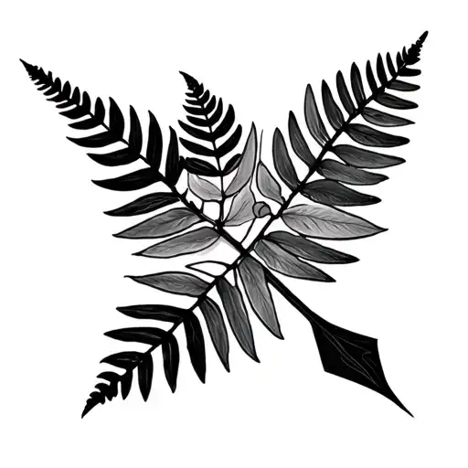 Minimalist Arrow With Ferns Spriral