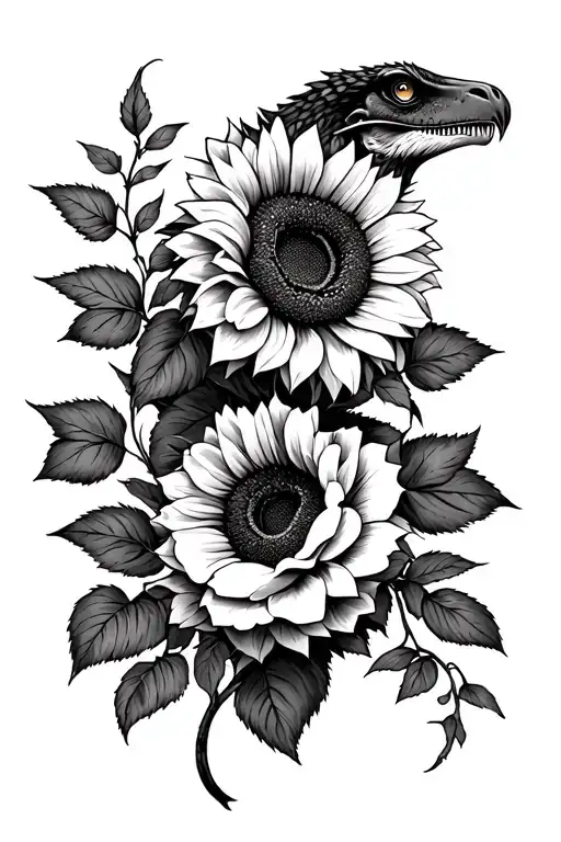 Sunflowers Roses Vine Raptor