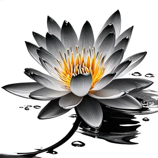 Waterlily With Realistic Water Drops