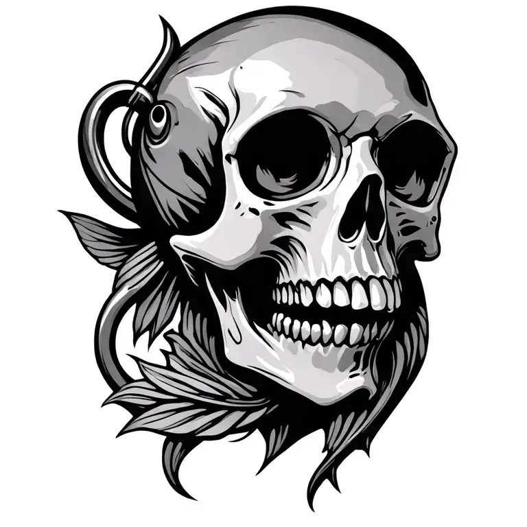 Skull And Fish Hook