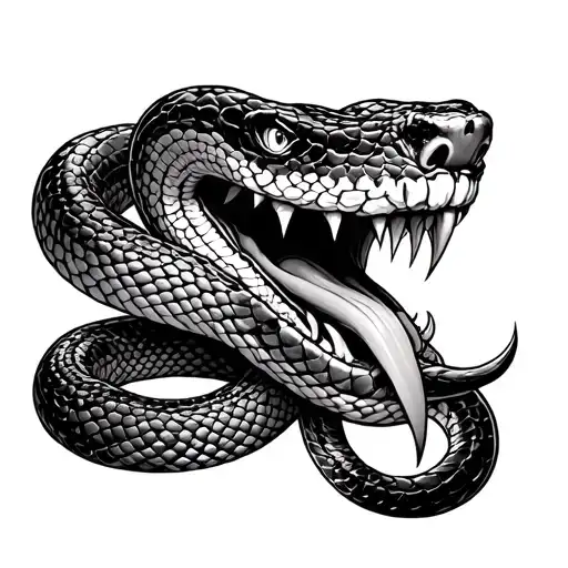 Snake Coiled Up With Human Clown Face And Long Serpentine Tongue