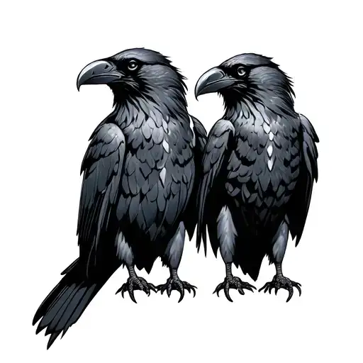 Two Headed Raven Sitting
