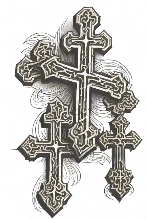 Three Crosses With A Shaded Background