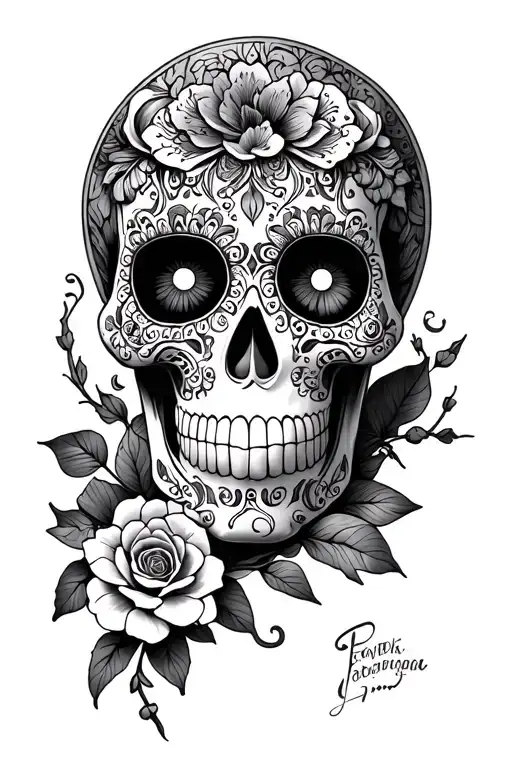 Sugar Skull With Slovak Folklore Patterns And Night Vision