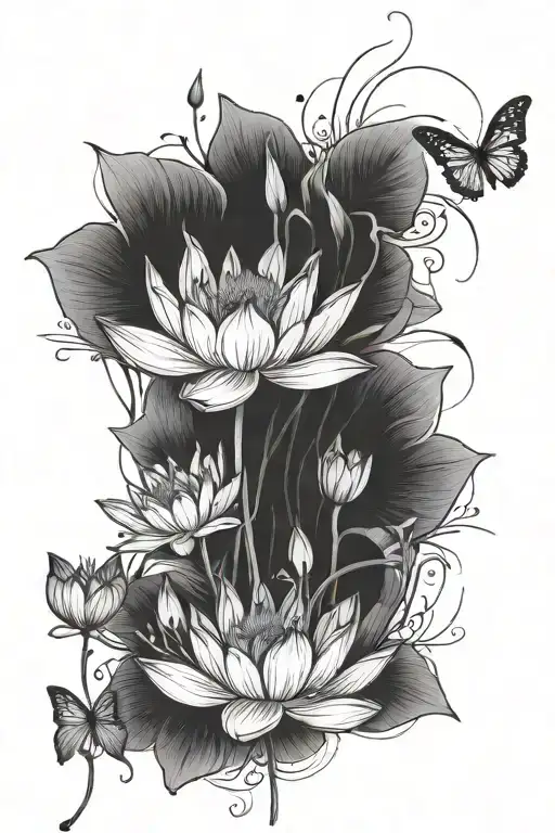 Lotus Flower And Spider Lillies Thigh